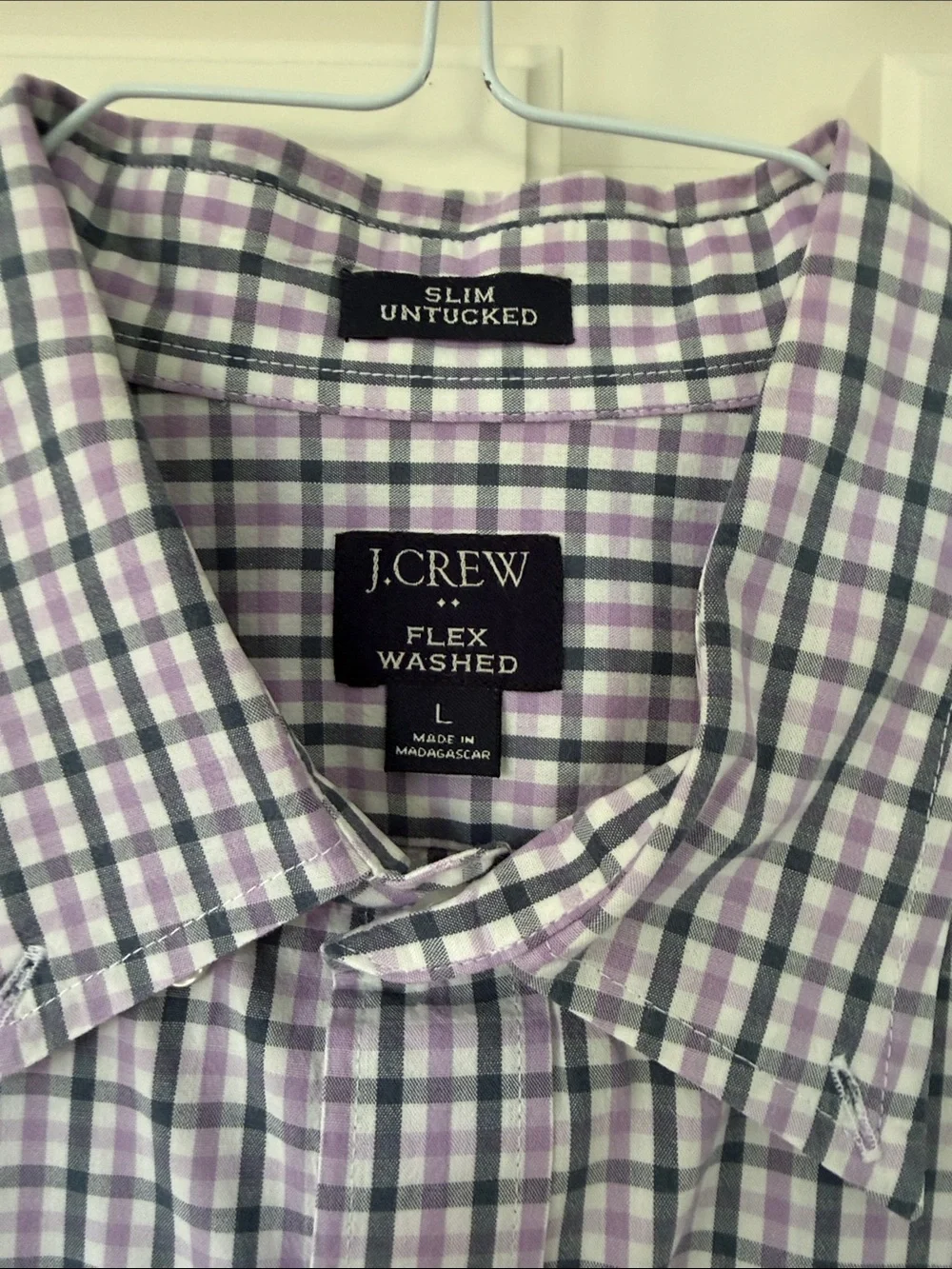 J. Crew Purple and Gray Check Slim Untucked Button-Down Shirt